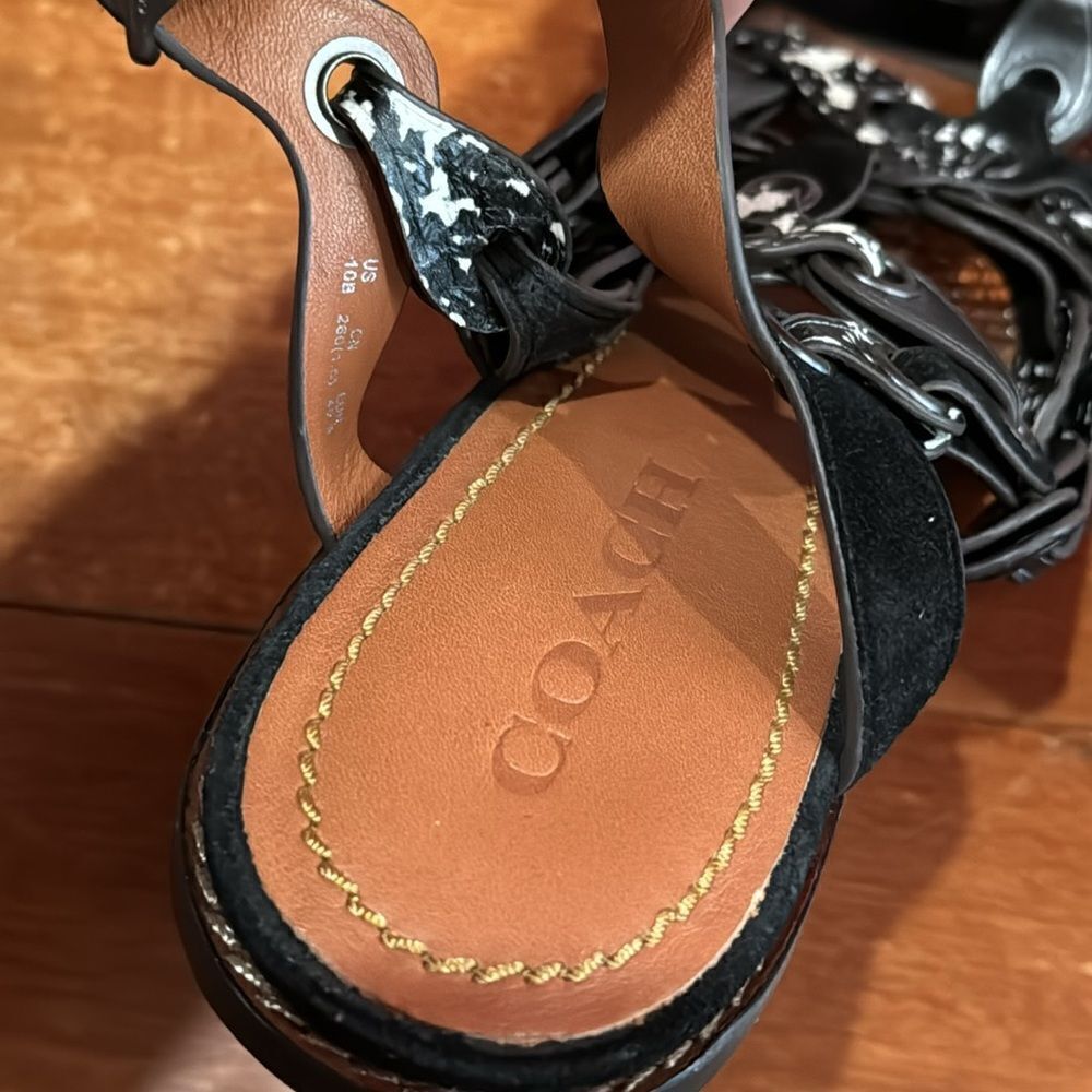 Coach Women’s MH Sandal Cll MXM Brown/White & Gunmetal size 10‎ - Picture 10 of 11